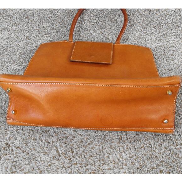 Bridas Cognac Leather Top Handle Satchel Bag Pre-Owned Classic - Picture 3 of 14